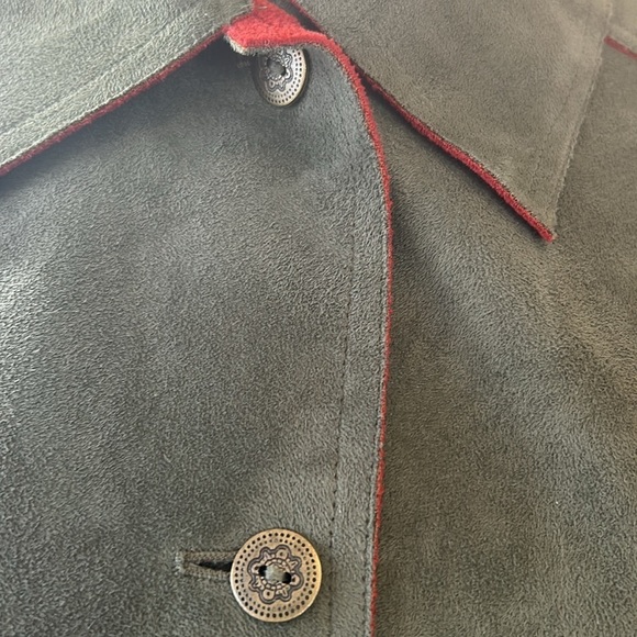 Alfred Dunner Olive with Rust Trim Faux Suede Fall Jacket Sz 12 - Picture 2 of 9